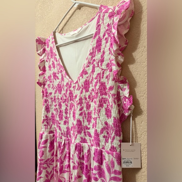 Lauren Conrad- Pink Floral V-Neck Sleeveless Midi Dress Size- XXL - Picture 4 of 5